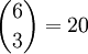 \binom 63=20