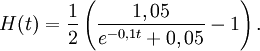 H(t)=\frac{1}{2}\left(\frac{1,05}{e^{-0,1t}+0,05}-1\right).