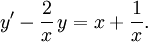 y'-\frac{2}{x}\, y=x+\frac{1}{x}.