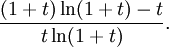 \frac{(1+t)\ln(1+t)-t}{t\ln(1+t)}.