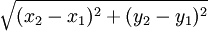 \sqrt{(x_{2}-x_{1})^2+(y_{2}-y_{1})^2}