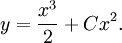 y=\frac{x^3}{2}+Cx^2.