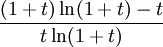 \frac{(1+t)\ln(1+t)-t}{t\ln(1+t)}